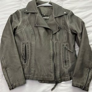 Gray Leather biker Jacket